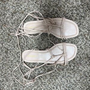 BAMBOO Women's Tan Lace-Up Sandals